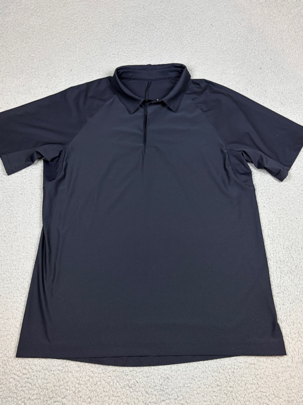 Lululemon Polo Shirt Mens Large Black Short Sleeve Snap Closure Stretch Casual